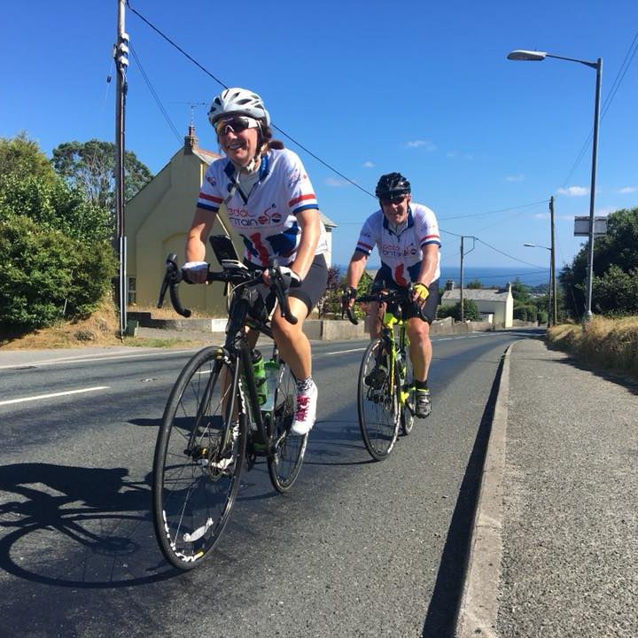 Cyclists on road in Cornwall