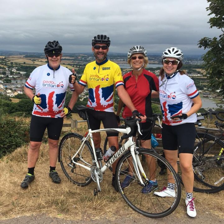 Riders with views over to Plymouth